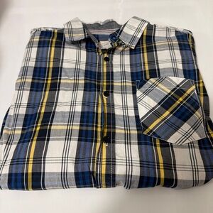 Men's Blue and Yellow Plaid Shirt